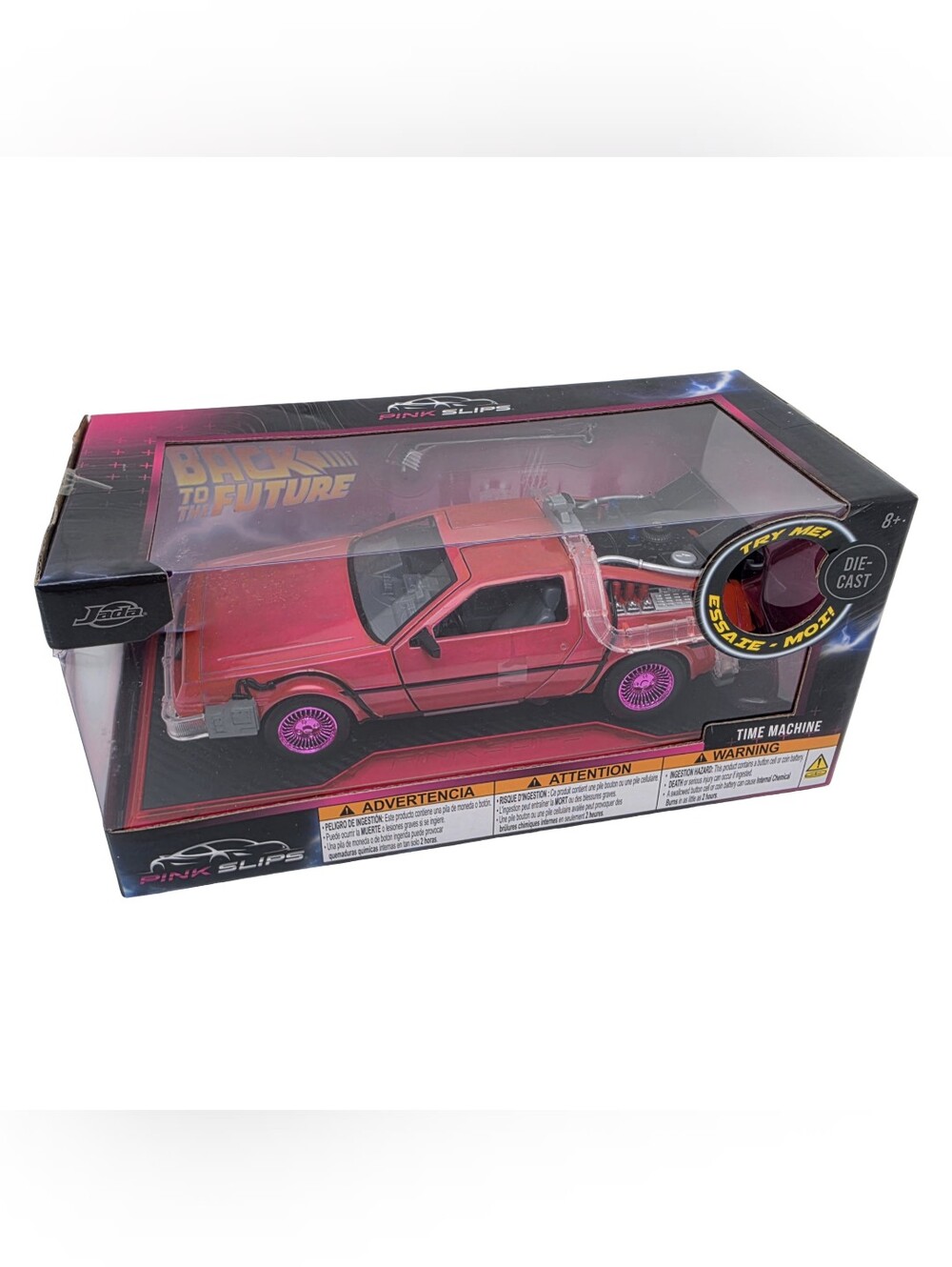 Jada Pink Slips Back To The Future 1:24 Time Machine Pink LE Chase Vehicle